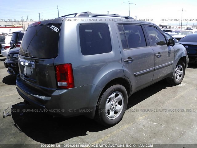 5FNYF3H25AB003228 - 2010 HONDA PILOT LX GRAY photo 4