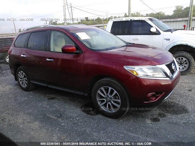 5N1AR2MN6DC676996 - 2013 NISSAN PATHFINDER S/SV/SL/PLATINUM BURGUNDY photo 1