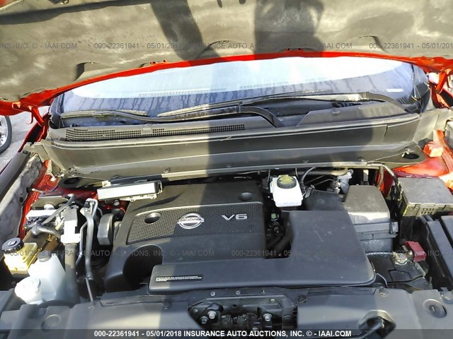 5N1AR2MN6DC676996 - 2013 NISSAN PATHFINDER S/SV/SL/PLATINUM 勃艮第红 照片 10