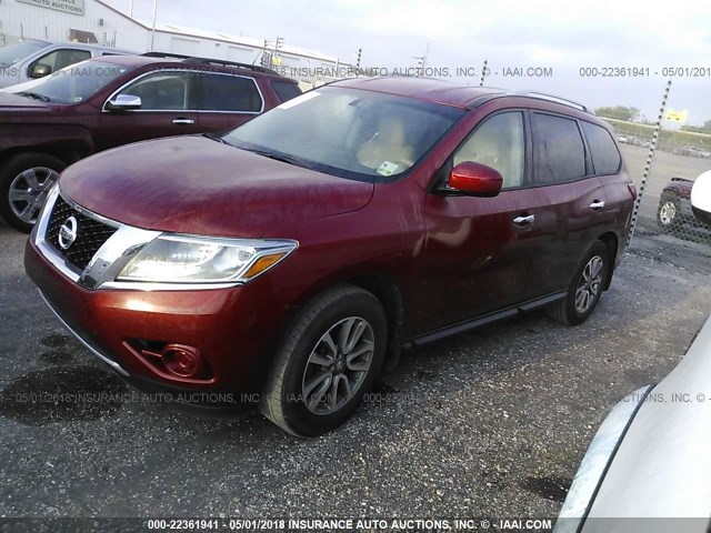 5N1AR2MN6DC676996 - 2013 NISSAN PATHFINDER S/SV/SL/PLATINUM BURGUNDY photo 2