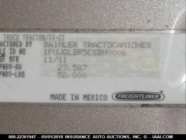 1FUJGLDR5CSBN0006 - 2012 FREIGHTLINER CASCADIA 125  Unknown photo 10