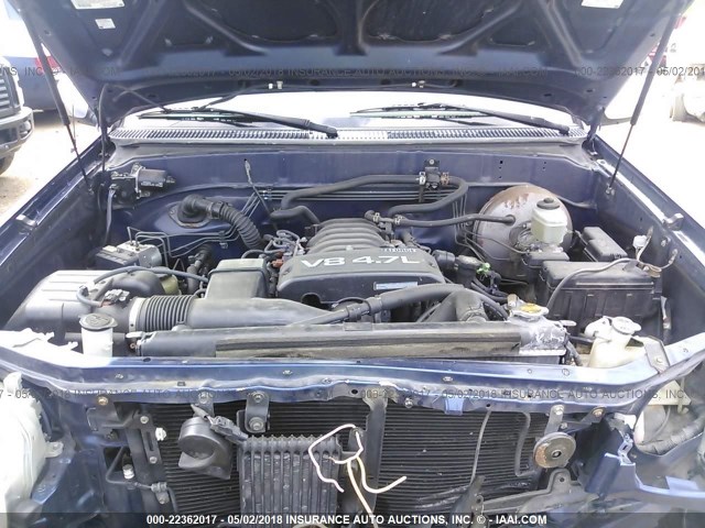 5TBDT44155S484859 - 2005 TOYOTA TUNDRA DOUBLE CAB SR5 BLUE photo 10