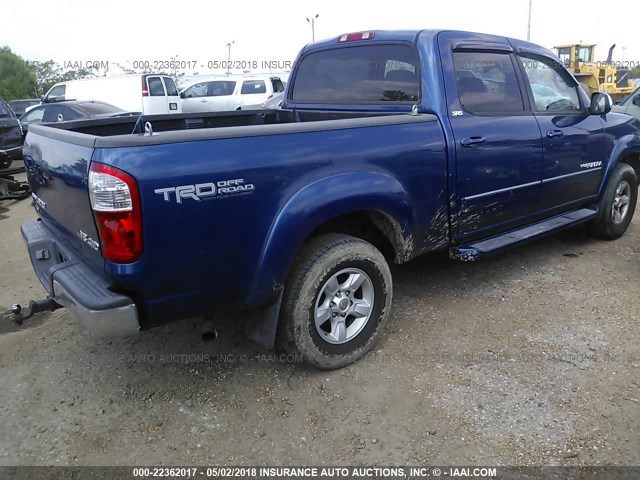 5TBDT44155S484859 - 2005 TOYOTA TUNDRA DOUBLE CAB SR5 BLUE photo 4