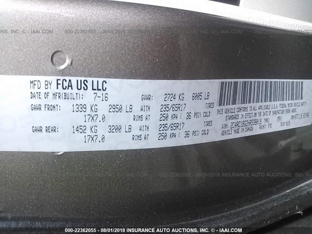 2C4RC1BG2HR538019 - 2017 CHRYSLER PACIFICA TOURING L Շամպայն լուսանկար 9