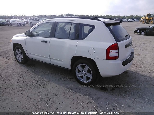 1J8FT47W88D608543 - 2008 JEEP COMPASS SPORT WHITE photo 3