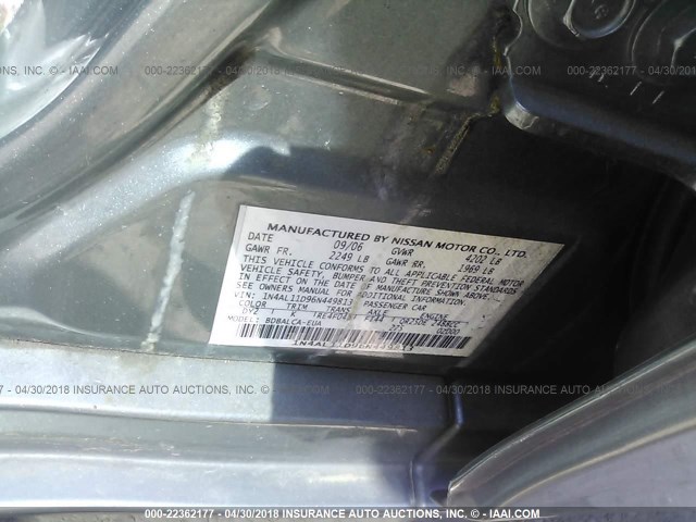 1N4AL11D96N449813 - 2006 NISSAN ALTIMA S/SL GREEN photo 9