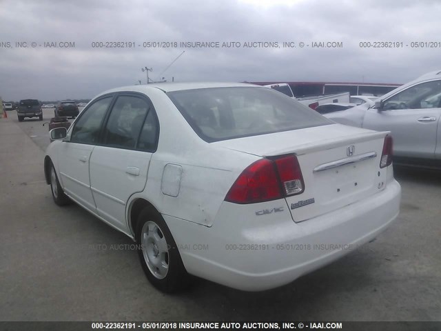 JHMES96653S016735 - 2003 HONDA CIVIC HYBRID WHITE photo 3