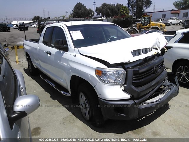 5TFTY5F16EX008413 - 2014 TOYOTA TUNDRA DOUBLE CAB SR/SR5 WHITE photo 1