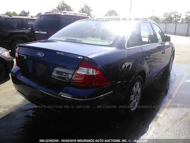 1FAFP26165G118785 - 2005 FORD FIVE HUNDRED SE BLUE photo 4