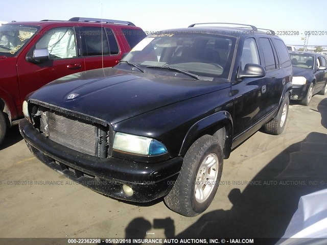 1B4HR48N52F112645 - 2002 DODGE DURANGO SLT BLACK photo 2