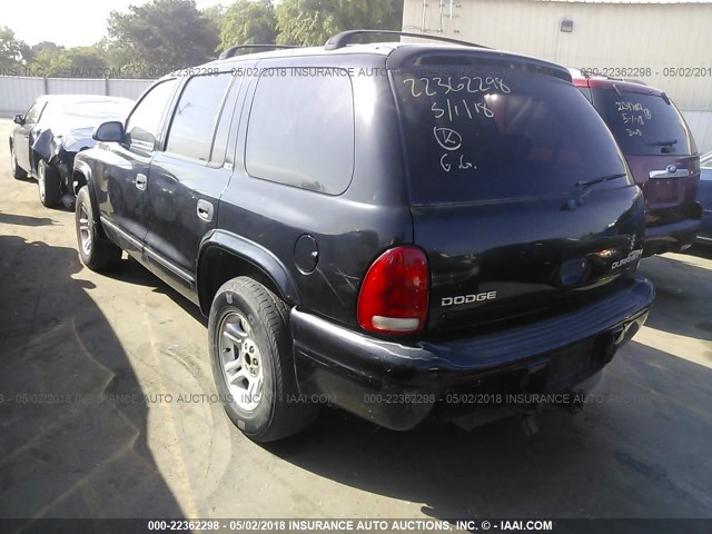 1B4HR48N52F112645 - 2002 DODGE DURANGO SLT BLACK photo 3