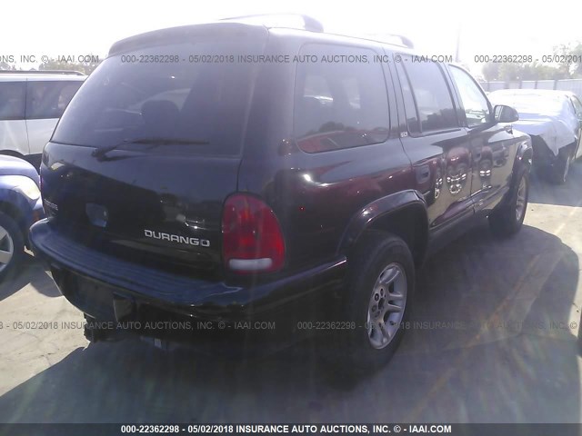 1B4HR48N52F112645 - 2002 DODGE DURANGO SLT BLACK photo 4
