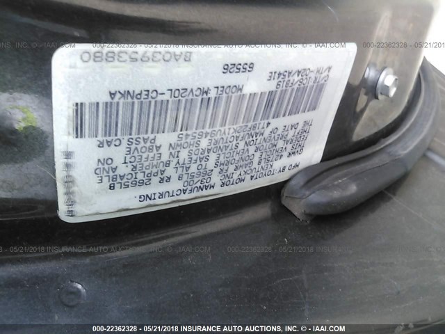 4T1BF22K1YU946545 - 2000 TOYOTA CAMRY LE/XLE BLACK photo 9