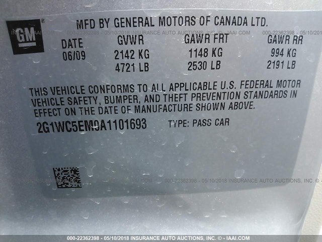 2G1WC5EM0A1101693 - 2010 CHEVROLET IMPALA LTZ GOLD photo 9