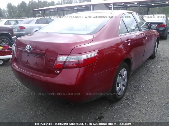 4T1BE46K47U132476 - 2007 TOYOTA CAMRY NEW GENERATION CE/LE/XLE/SE RED photo 4