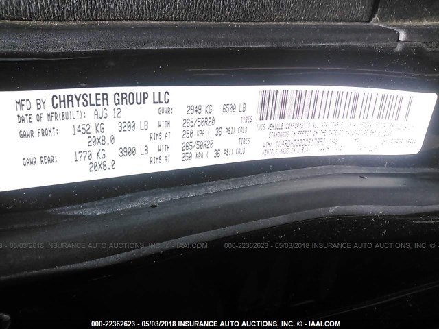 1C4RDHDG2DC517953 - 2013 DODGE DURANGO CREW BLACK photo 9