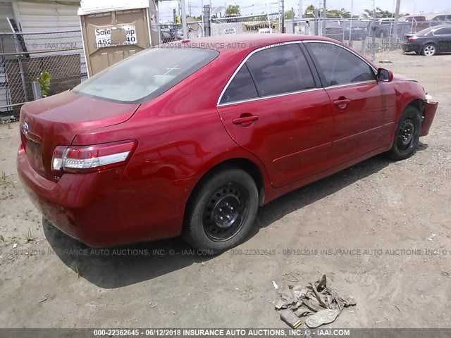 4T4BF3EK0AR056230 - 2010 TOYOTA CAMRY SE/LE/XLE RED photo 4