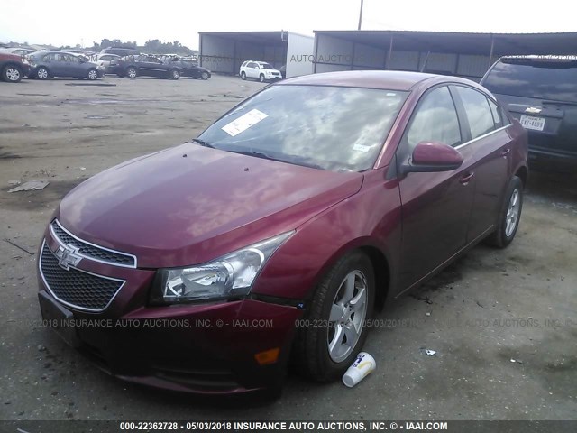 1G1PC5SB3E7395655 - 2014 CHEVROLET CRUZE LT RED photo 2