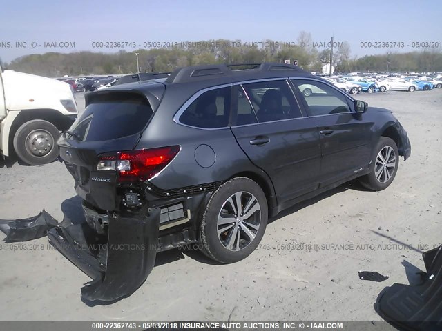 4S4BSANC3J3243423 - 2018 SUBARU OUTBACK 2.5I LIMITED GRAY photo 4