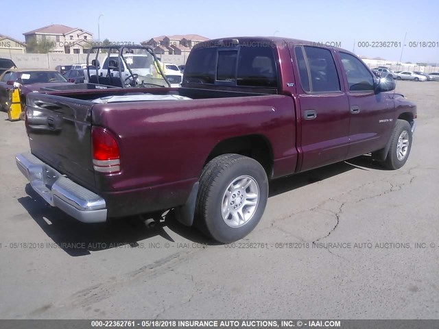 1B7GL2AN31S190104 - 2001 DODGE DAKOTA QUAD MAROON photo 4