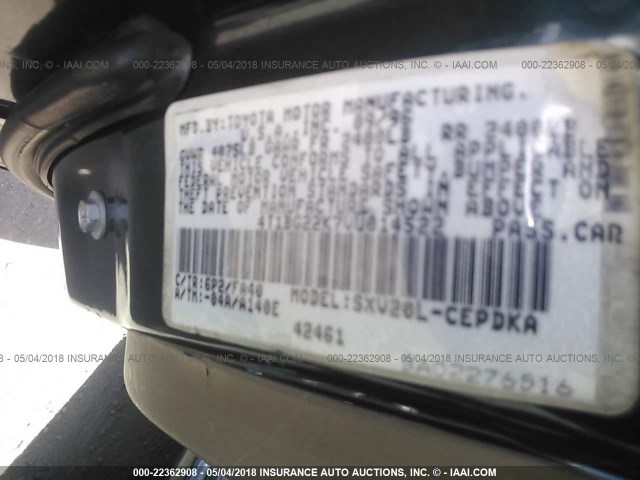 4T1BG22K7VU014522 - 1997 TOYOTA CAMRY CE/LE/XLE 绿色 照片 9