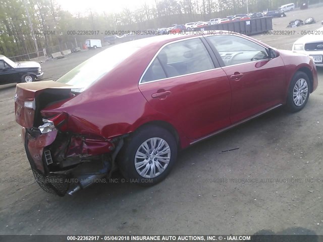 4T1BF1FK8CU515732 - 2012 TOYOTA CAMRY SE/LE/XLE RED photo 4