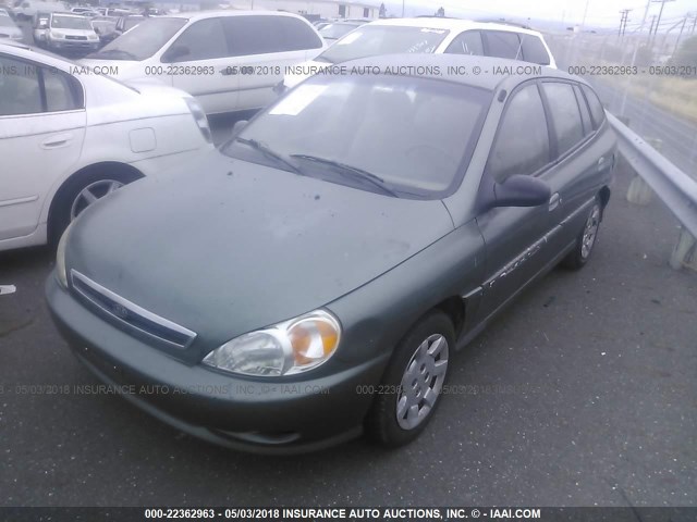 KNADC163426065270 - 2002 KIA RIO CINCO GREEN photo 2