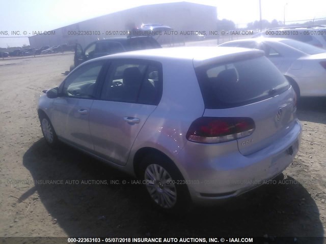 WVWDB7AJ7DW133255 - 2013 VOLKSWAGEN GOLF SILVER photo 3