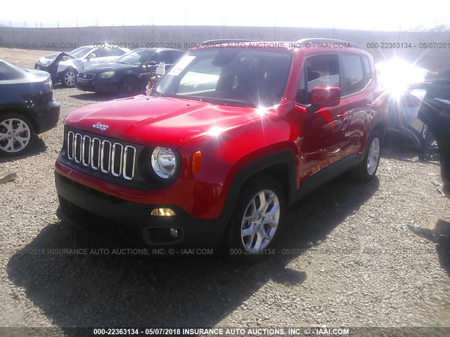 ZACCJABB0HPG38026 - 2017 JEEP RENEGADE LATITUDE RED photo 2