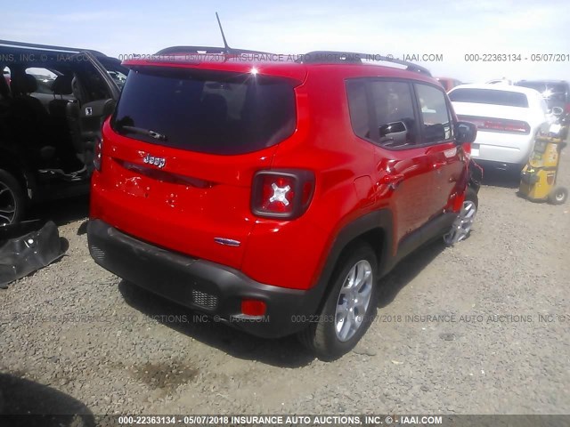 ZACCJABB0HPG38026 - 2017 JEEP RENEGADE LATITUDE RED photo 4