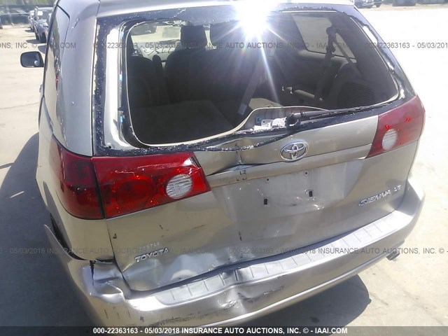 5TDZA23C46S442761 - 2006 TOYOTA SIENNA CE/LE GOLD photo 6