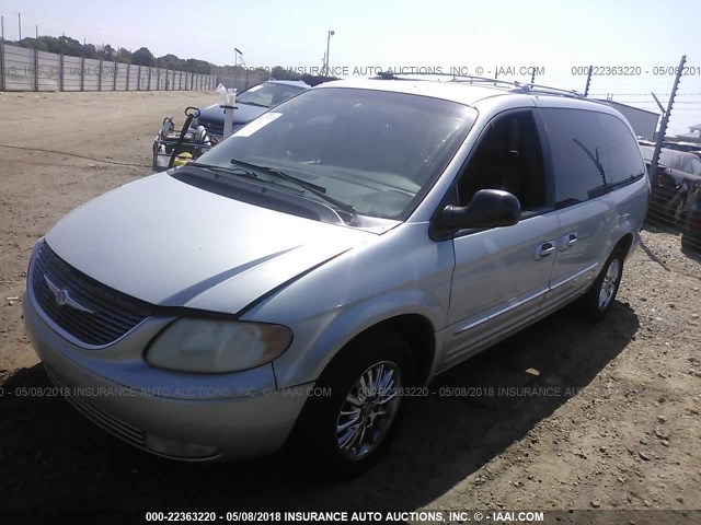 2C8GT64L61R215076 - 2001 CHRYSLER TOWN & COUNTRY LIMITED Light Blue photo 2