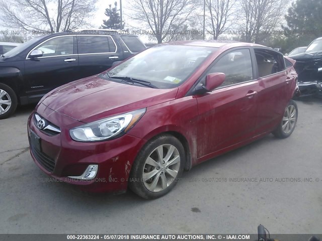 KMHCU4AE6DU319237 - 2013 HYUNDAI ACCENT GLS/SE RED photo 2