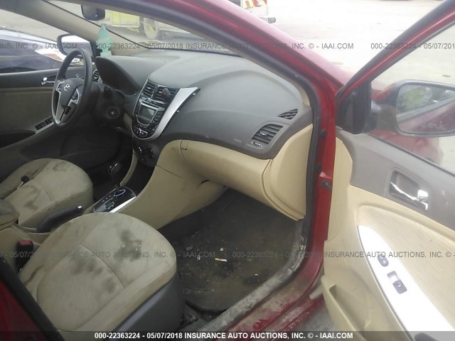 KMHCU4AE6DU319237 - 2013 HYUNDAI ACCENT GLS/SE RED photo 5