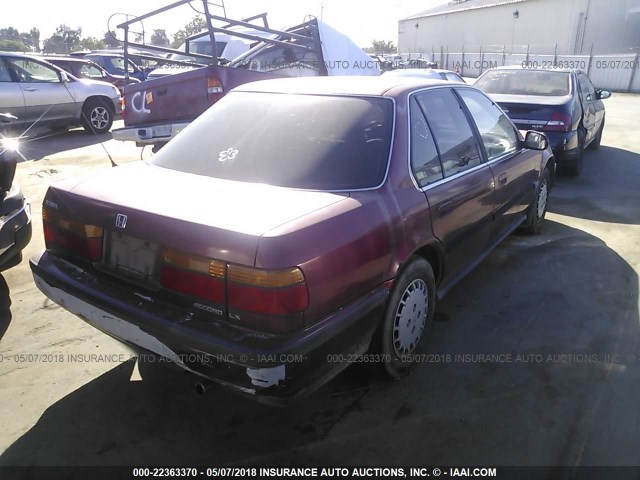 1HGCB7658MA185158 - 1991 HONDA ACCORD LX/EX RED photo 4