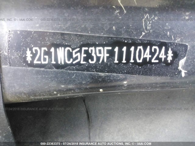 2G1WC5E39F1110424 - 2015 CHEVROLET IMPALA LIMITED LTZ BLACK photo 9