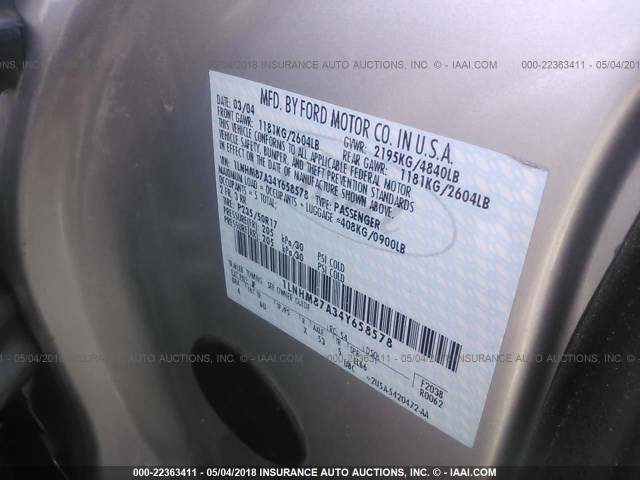1LNHM87A34Y658578 - 2004 LINCOLN LS SILVER photo 9