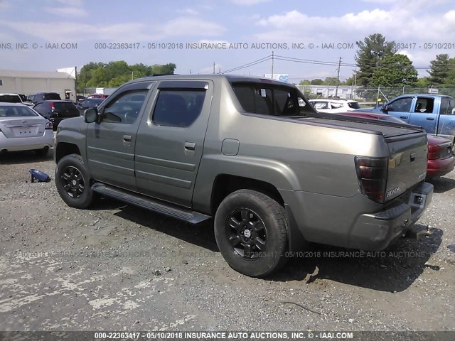 2HJYK16517H513846 - 2007 HONDA RIDGELINE RTL GREEN photo 3