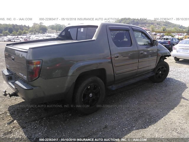 2HJYK16517H513846 - 2007 HONDA RIDGELINE RTL GREEN photo 4