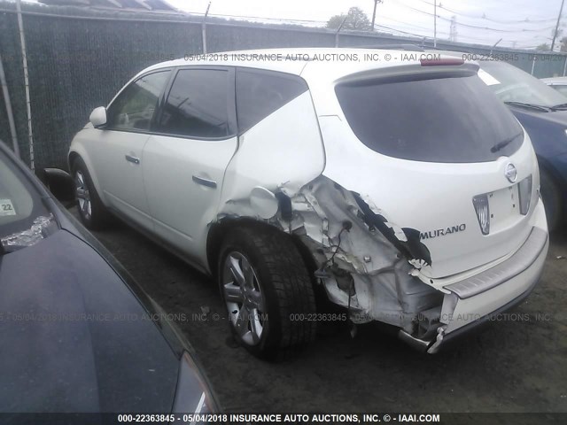 JN8AZ08W56W526461 - 2006 NISSAN MURANO SL/SE/S WHITE photo 3