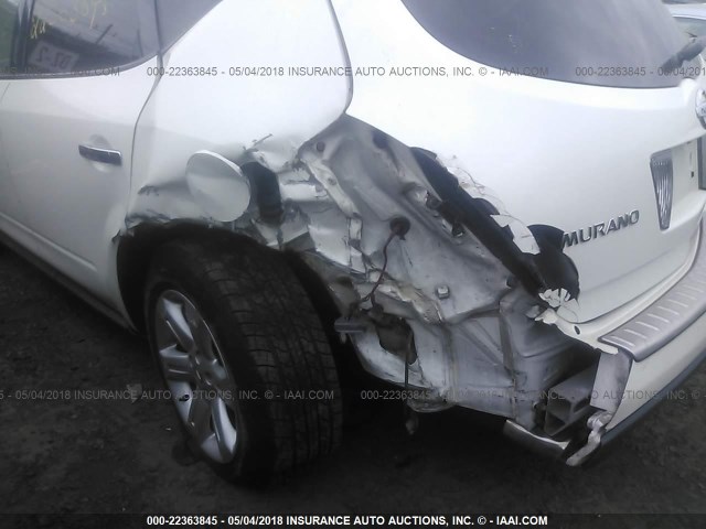 JN8AZ08W56W526461 - 2006 NISSAN MURANO SL/SE/S WHITE photo 6