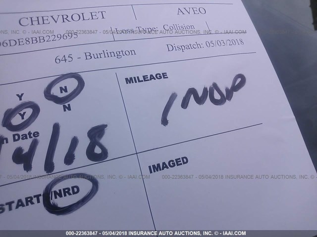 KL1TD6DE8BB229695 - 2011 CHEVROLET AVEO LS/LT 红色 照片 7