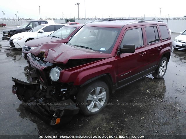 1C4NJRFB2ED810648 - 2014 JEEP PATRIOT LATITUDE MAROON photo 2