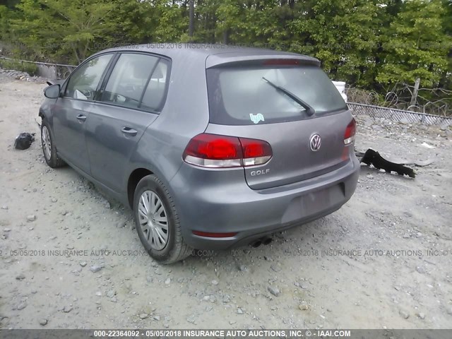 WVWDB7AJXCW114911 - 2012 VOLKSWAGEN GOLF GRAY photo 3