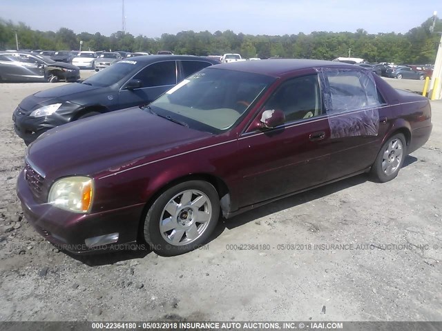 1G6KF57901U256550 - 2001 CADILLAC DEVILLE DTS MAROON photo 2