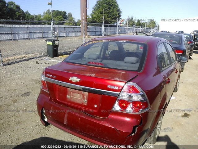 KL1TD56698B279045 - 2008 CHEVROLET AVEO LS RED photo 6