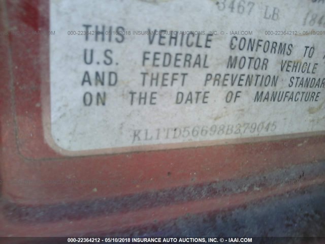 KL1TD56698B279045 - 2008 CHEVROLET AVEO LS RED photo 9