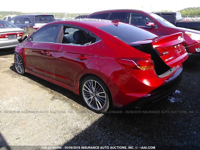 KMHD04LBXJU456390 - 2018 HYUNDAI ELANTRA SPORT BURGUNDY photo 3