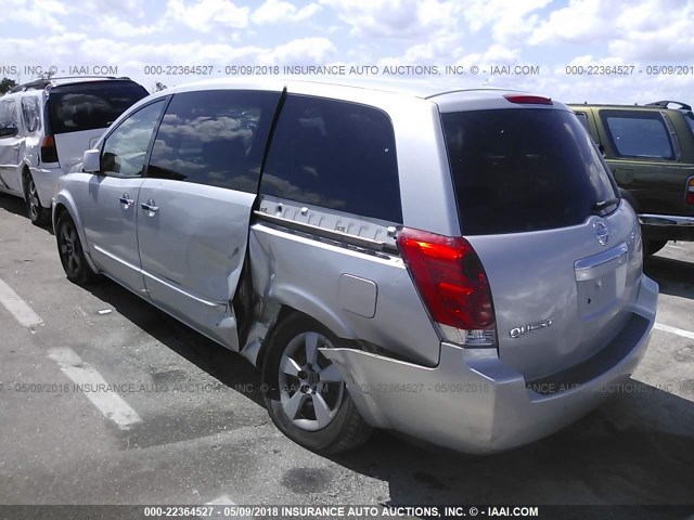 5N1BV28U78N113418 - 2008 NISSAN QUEST S/SE/SL SILVER photo 3