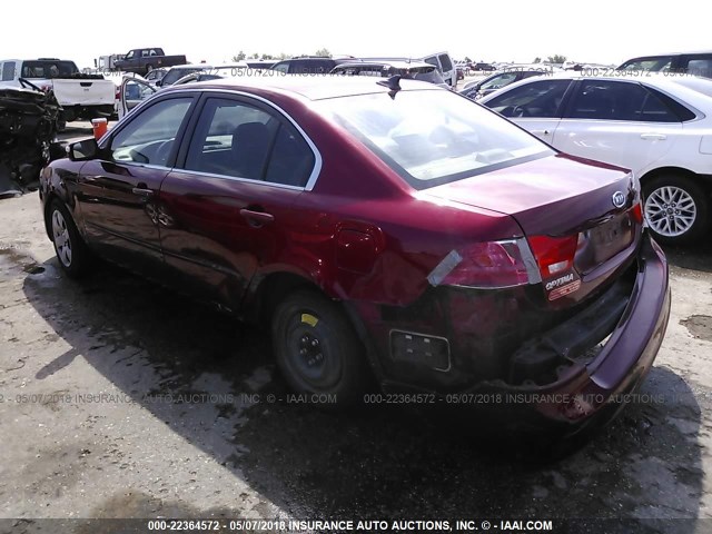 KNAGE228795328706 - 2009 KIA OPTIMA LX/EX RED photo 3